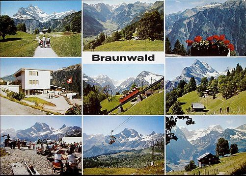 Ansichtskarten: 3 x AK BRAUNWALD mit Eggstöcke, Bahn, Haus Bergfrieden – Gebraucht aus Jona von philajona 1