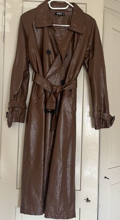 Regenmantel, braun, lang - Grösse 36