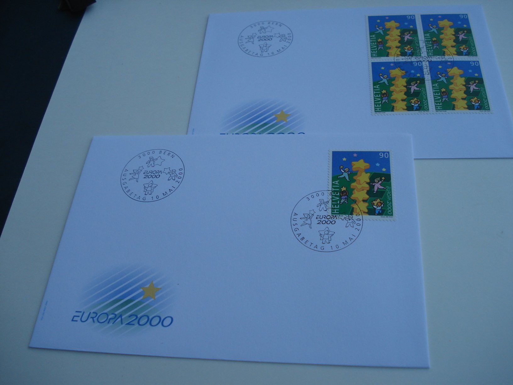 Tutti i francobolli: Marke Europa 2000, FDC Einzel + 4erblock, 2 Bel – Usato da Niederwil AG venduto da morostahu 1