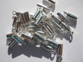 20 Endkappen, Cord Ends, Endstücke versilbert 2mm