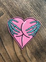 Aufnäher Patch zum Aufbügeln Heart Ass Skeleton