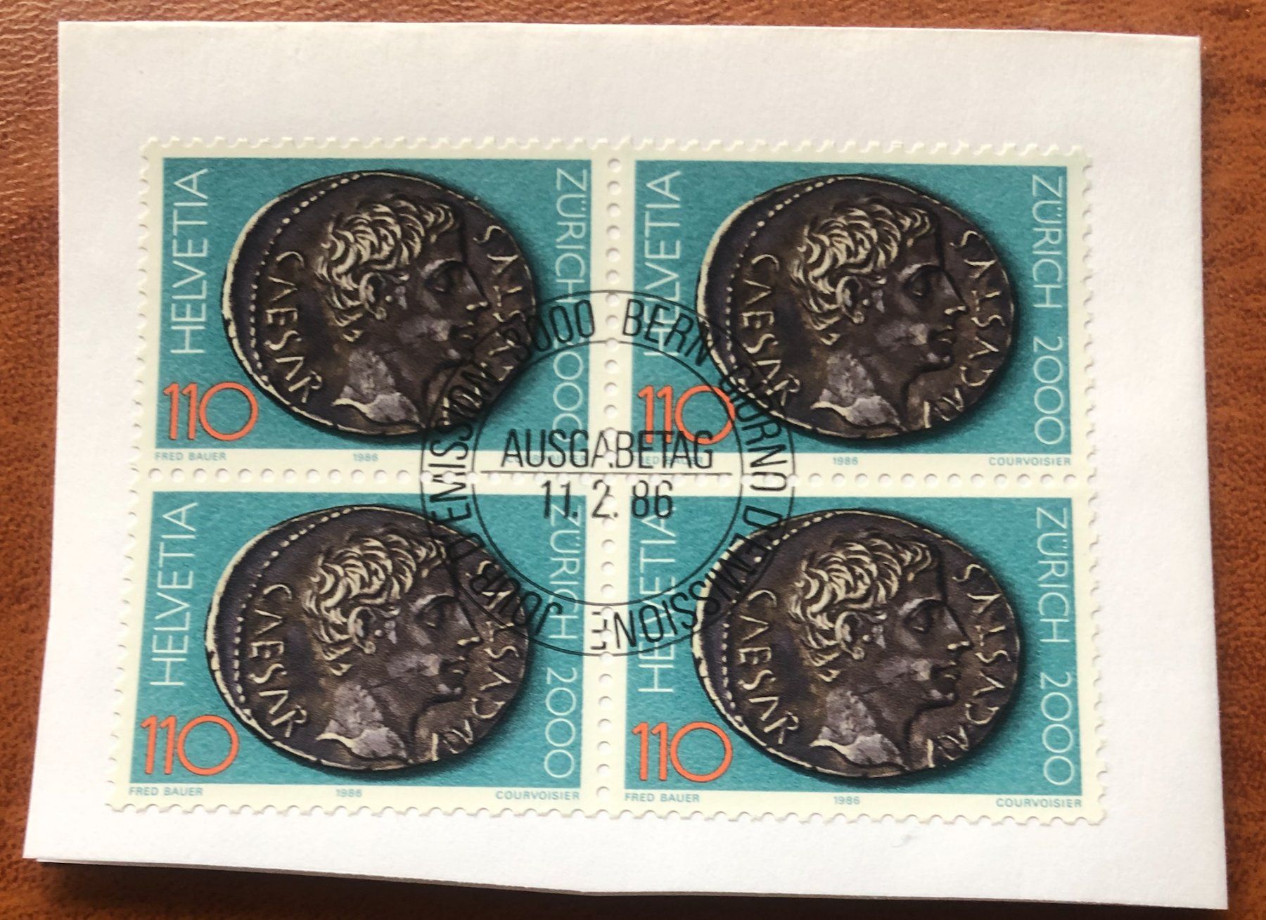 Tutti i francobolli: 4 er Block Nr.724 mit Papier Stempel Bern   – Usato da Aarau venduto da Billa007