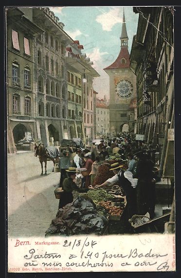 Cartoline postali: AK Bern, Marktstände in der Marktgasse – Usato da Berlin venduto da bartko-reher