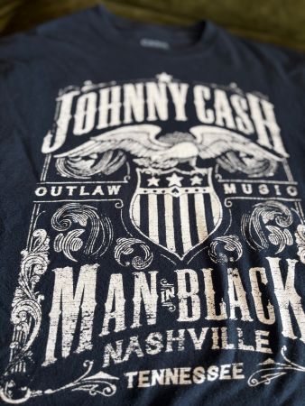 Johnny Cash T-Shirt, Vintage Optik, Grösse M, Schwarz