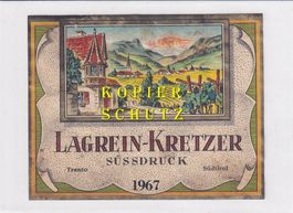 Etikette - Lagrein-Kretzer Süssdruck 1967 /bd
