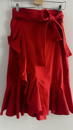 Alexis Red Ruffle Skirt, Size Small 