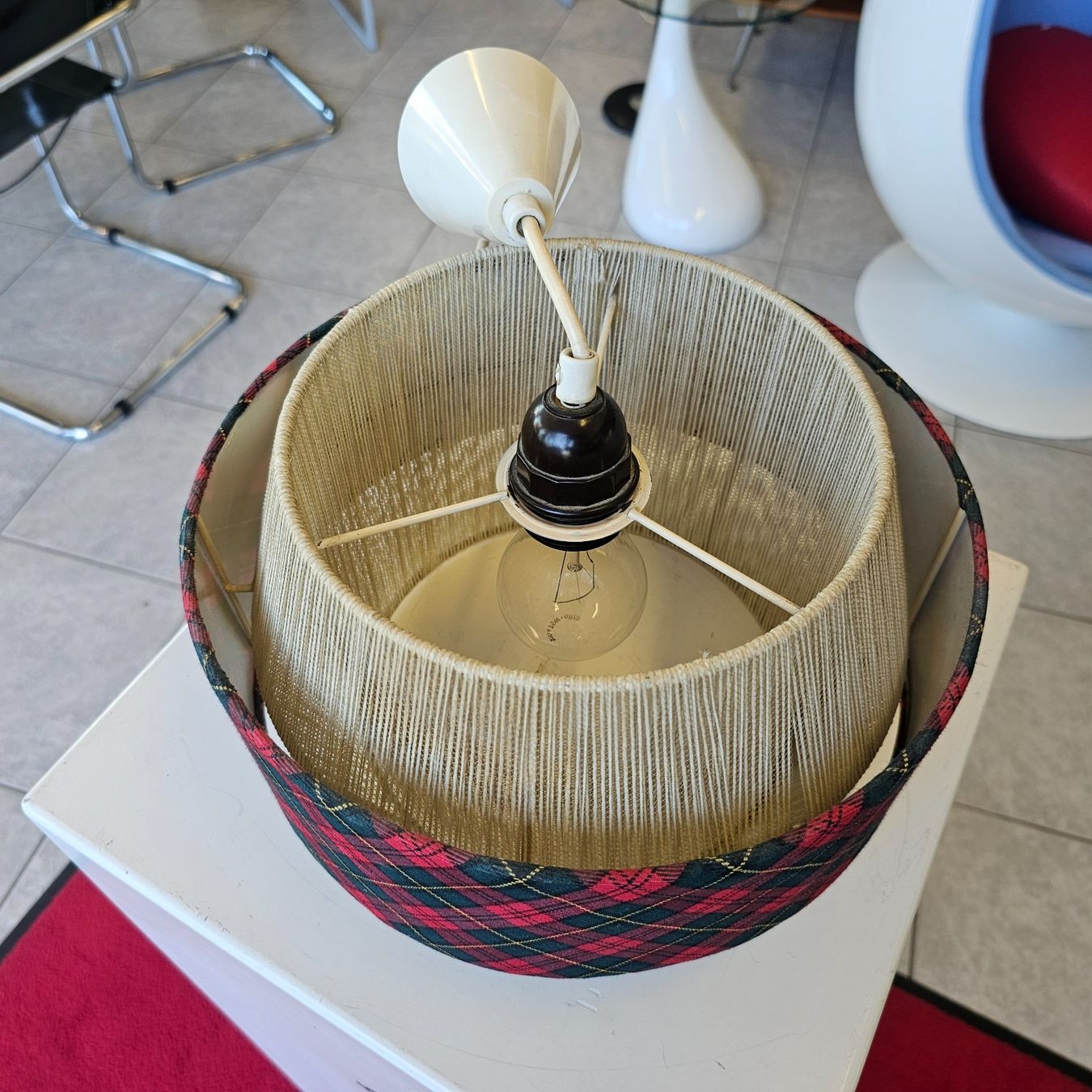Kronleuchter & Deckenlampen: 1970 Ceiling Lamp. Hängelampe Deckenlampe Stoffschirm – Gebraucht aus Nottwil von Wondewa-Shop 3