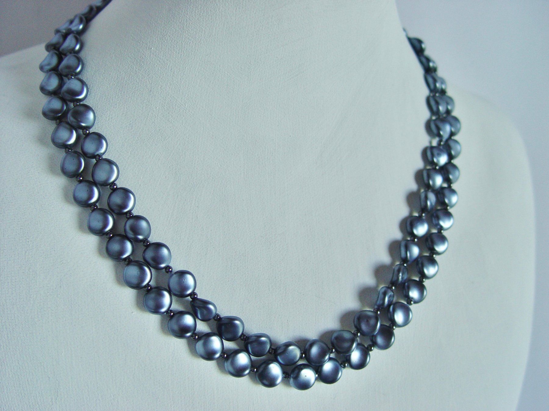 Catenine: Vintage grau-blaue Kette, 2 Reihen – Usato da Henggart venduto da gernli