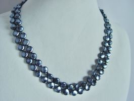Vintage grau-blaue Kette, 2 Reihen