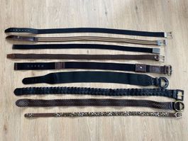 9 Stück Damengürtel aus Leder/Textil in diversen Längen