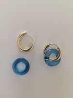 Ohrenringe Donat blau gold Modeschmuck