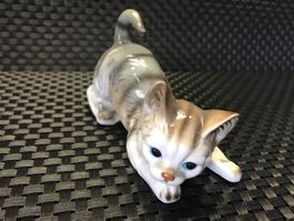 FIGURINE CHAT CHATON PORCELAINE CÉRAMIQUE
