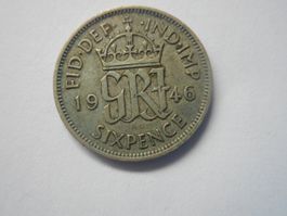 1946  Sixpence  silber  Ind.Imp. King Georges VI.