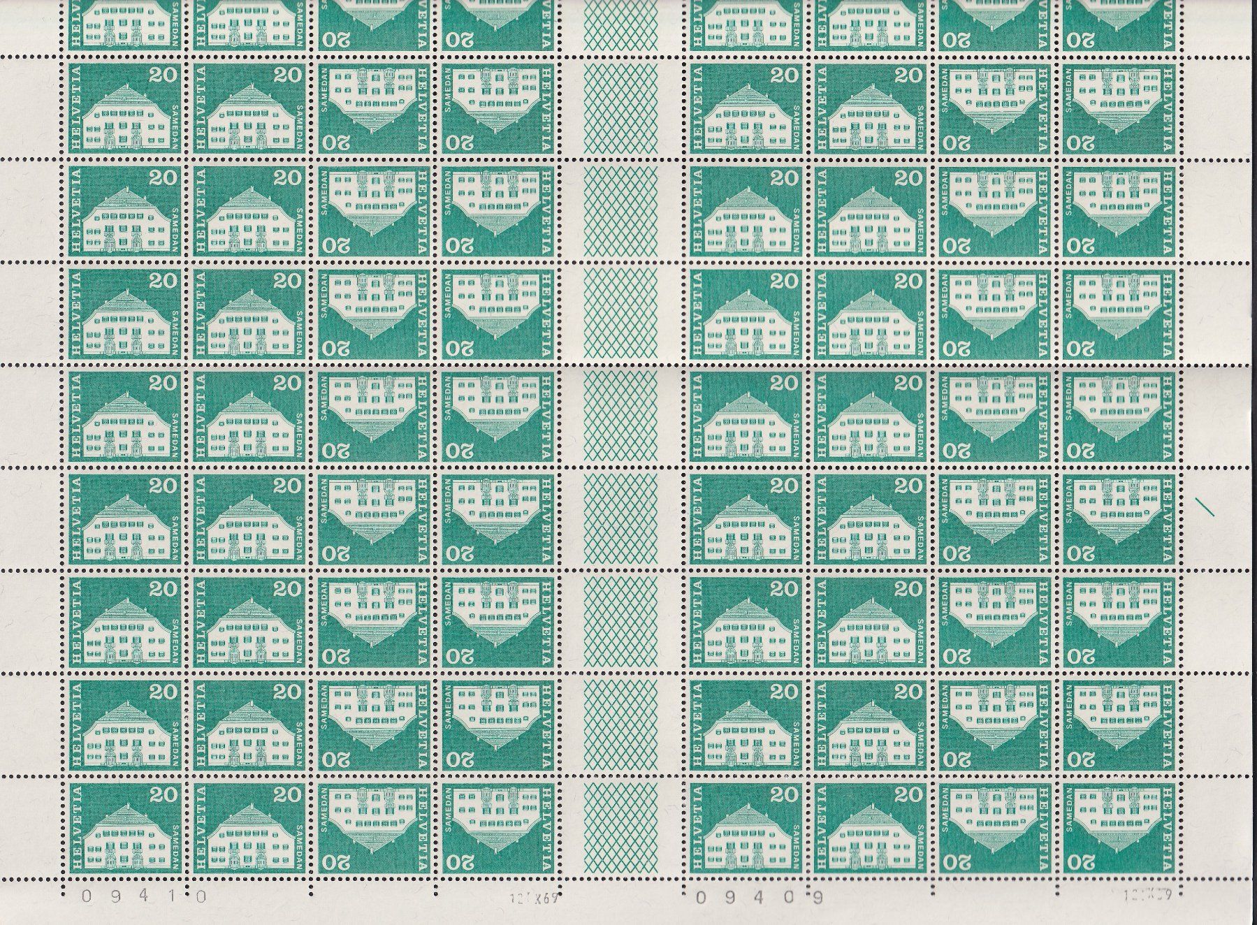 Tutti i francobolli: 1970, S71/K53 kompletter Bogen postfrisch **. – Usato da Sursee venduto da Luzernerraute 2