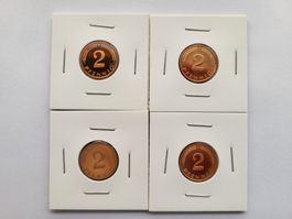2 Pfennig D-F-G-J 1986 PP