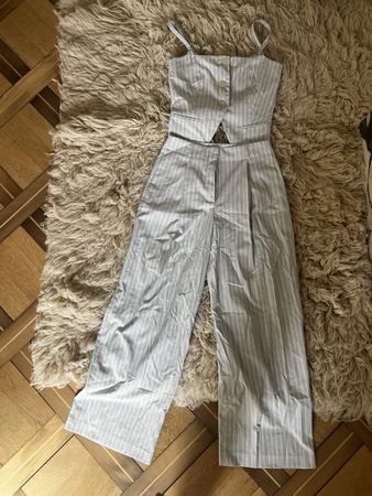 Mango Set Hose + Top blau gestreift