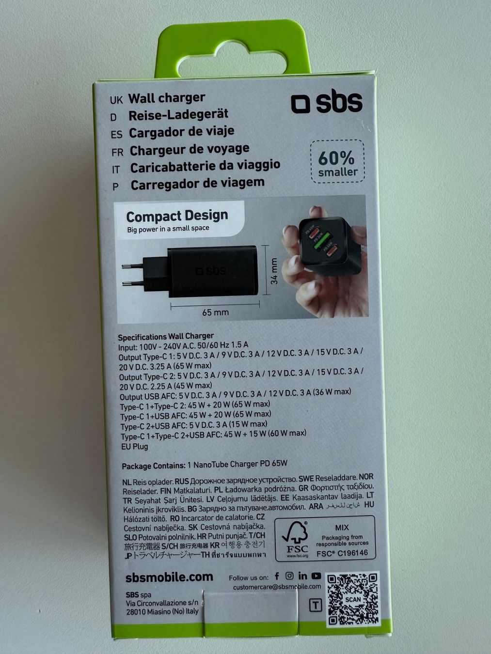 Caricabatterie: SBS Nanotube chargeur 65w – Nuovo e nell'imballaggio originale da St-Gingolph venduto da GoldenKeys 1