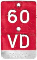 Velonummer 1960 Waadt Vaud VD 60
