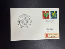 KLM Erstflugbrief Zürich - Tunis 1962