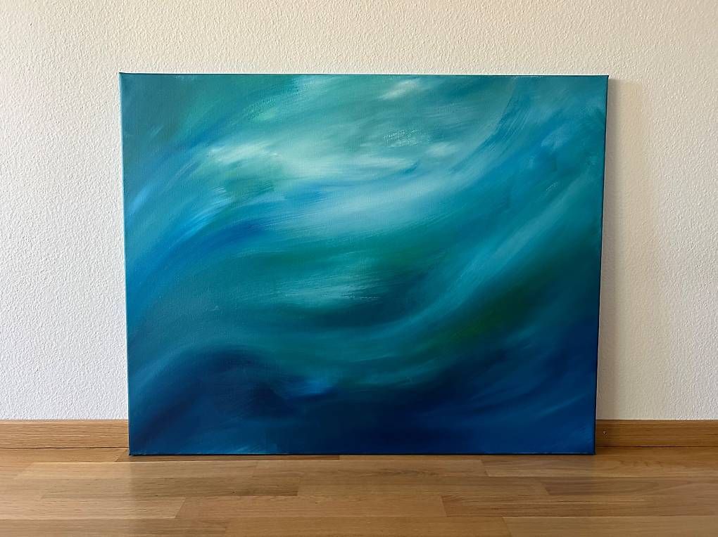 Dipinti: Acrylbild 80x100cm blau-grün "Ruhepol" – Nuovo e nell'imballaggio originale da Urdorf venduto da manuela4 1