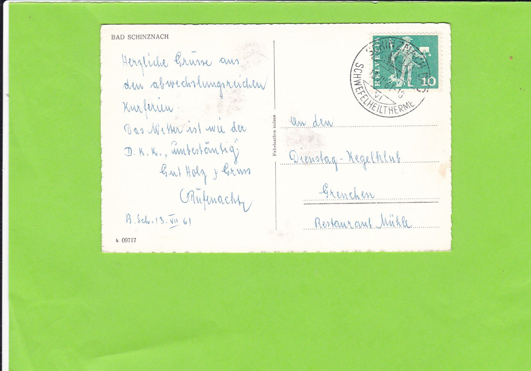 Cartoline postali: Bad Schinznach – Usato da St. Peterzell venduto da neckertal 1
