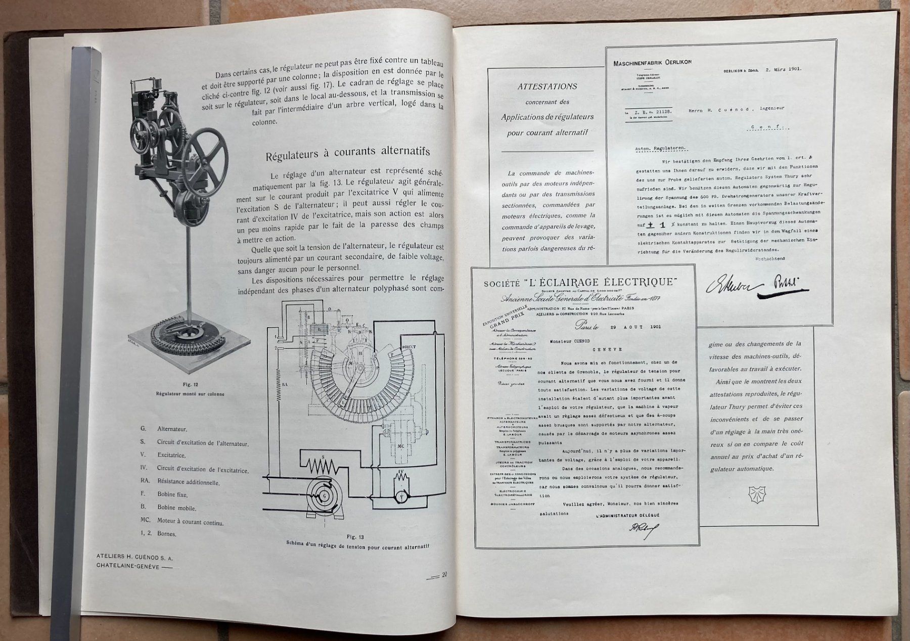 Documenti: Régulateurs automatique système R. Thury - Ateliers Cuénod – Usato da Versoix venduto da HELVETICA_1 4