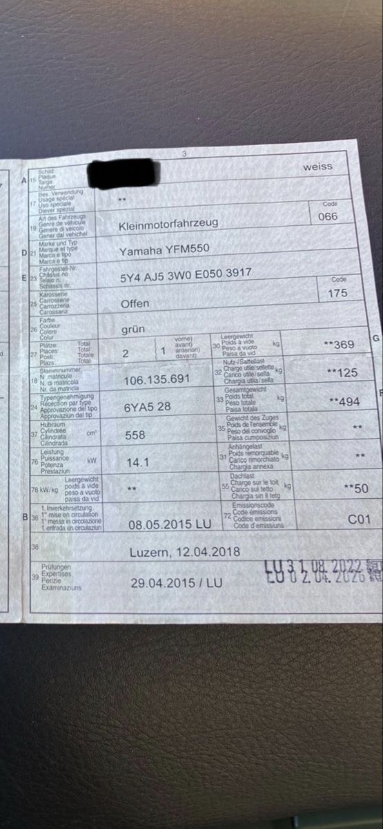 Yamaha ATV / Quad: Yamaha YFM550 – Usato da Ettiswil venduto da Dani69el 8
