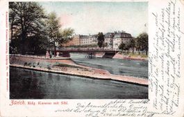 Eidg. KASERNE mit Sihl - Zürcher Ansichtskarte 1909