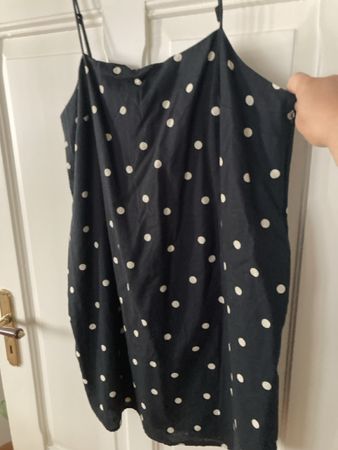 Schönes gepunktetes Leinen Kleid, Gr. 44