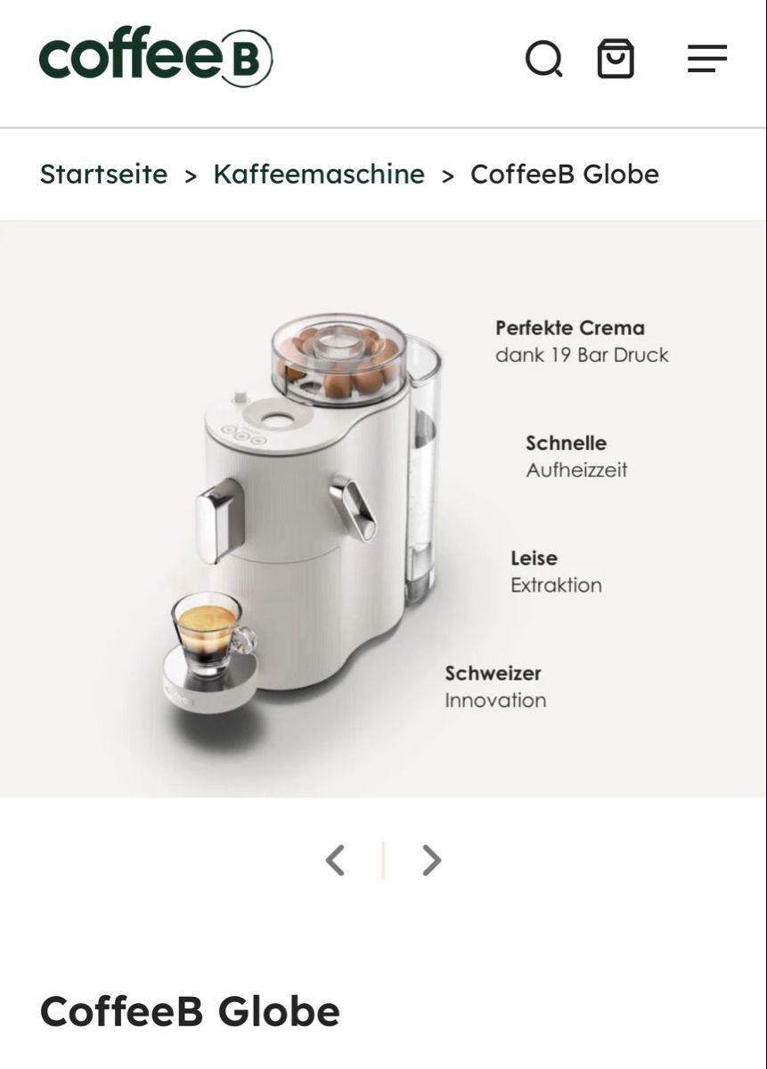 Coffee B Macchine per caffè & Macchine per espresso: Kaffeemaschine CoffeeB Globe in white+54 balls – Nuovo e nell'imballaggio originale da Zürich venduto da duc_pjh7 1