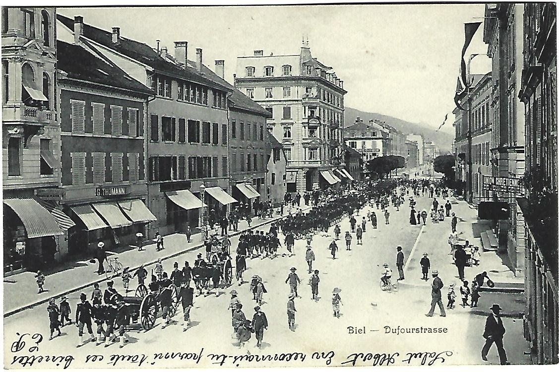 Cartoline postali: Biel Dufourstrasse – Usato da Wetzikon ZH venduto da Brulu100