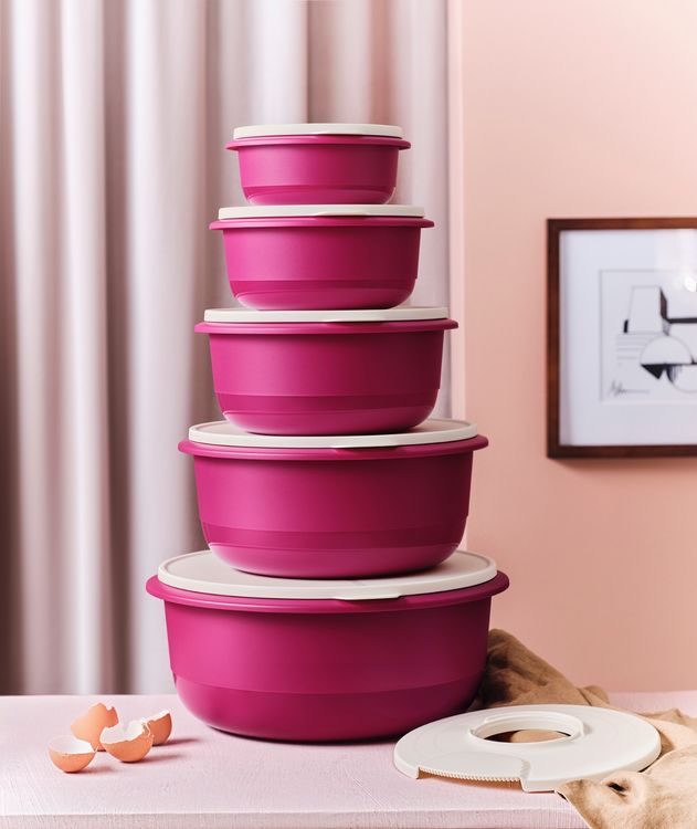 TP Rührschüssel-Set Mit Deckel – 3 Schalen (0,9/1,5/2,4 L) Aus Melamin, Aztekenblüten-Design, Spülmaschinenfest