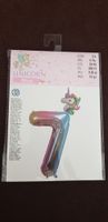 Folienballon Zahl 7 Einhorn Motiv 80 cm neu verpackt