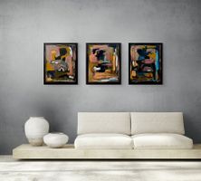 Abstrakte Bilder Triptychon 3 Teile 60x50cm Öl auf Leinwand