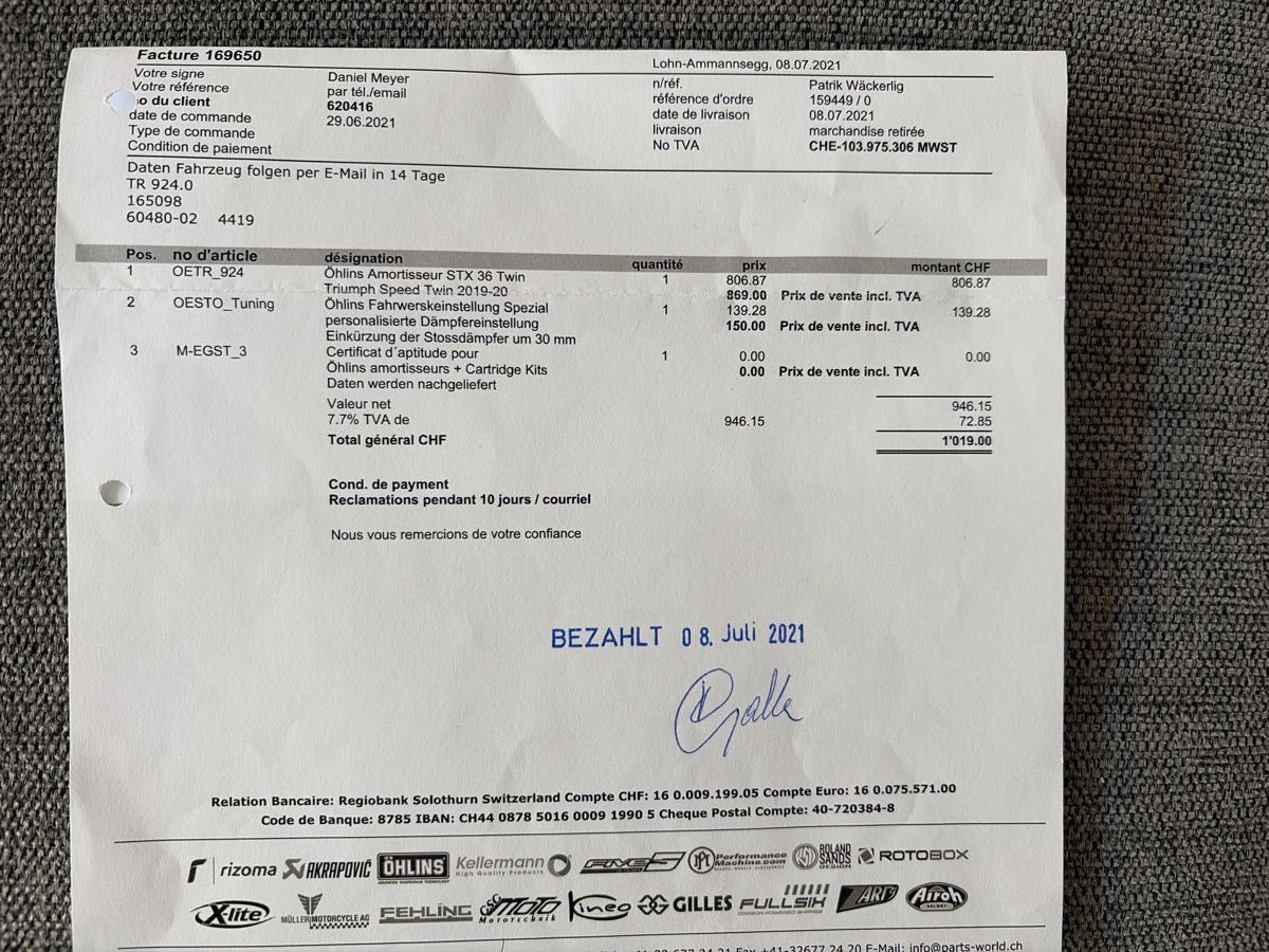 Öhlins Alle Motorradersatzteile: Amortisseurs réglables öhlins – Gebraucht aus Biel/Bienne von Rieuse 1