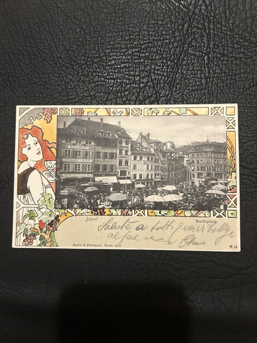 Ansichtskarten: Basel Matktplatz 1900 – Gebraucht aus Breganzona von Milesbo