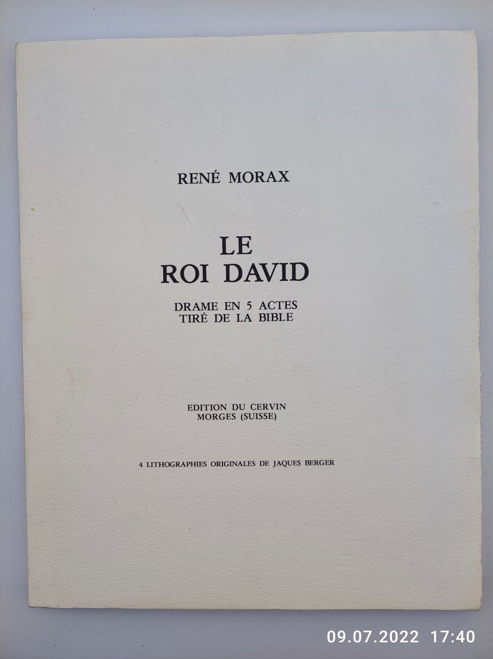 Libri: JAQUES BERGER - LE ROI DAVID – Usato da Goldach venduto da Gaip 1