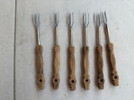 6er Set Gabeln mit Holzgriff