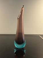 Vase Glas weinrot/türkis dickwandig Murano 60er Jahre