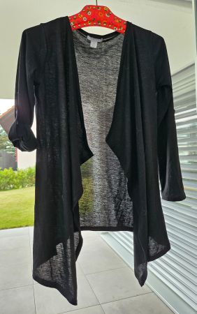 Shirtjacke /Cardigan asymmetrisch schwarz/dünn/leicht,Gr.XS