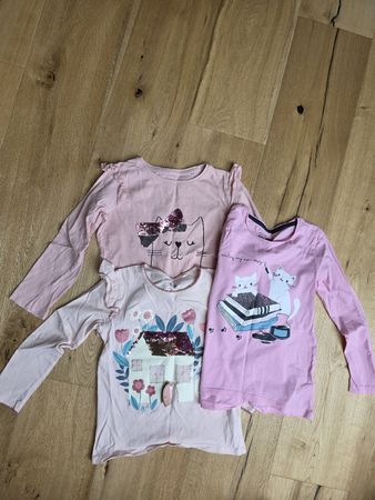 3er Set Langarmshirts Rosa Grösse 122 Pailletten Mädchen