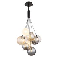 Pendelleuchte, Glas, Schwarz, 90 cm Höhe