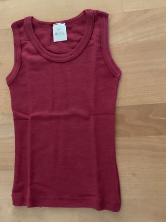 Achsel-Shirt Wolle/Seide Grösse 92 Rubino farbig Hocosa
