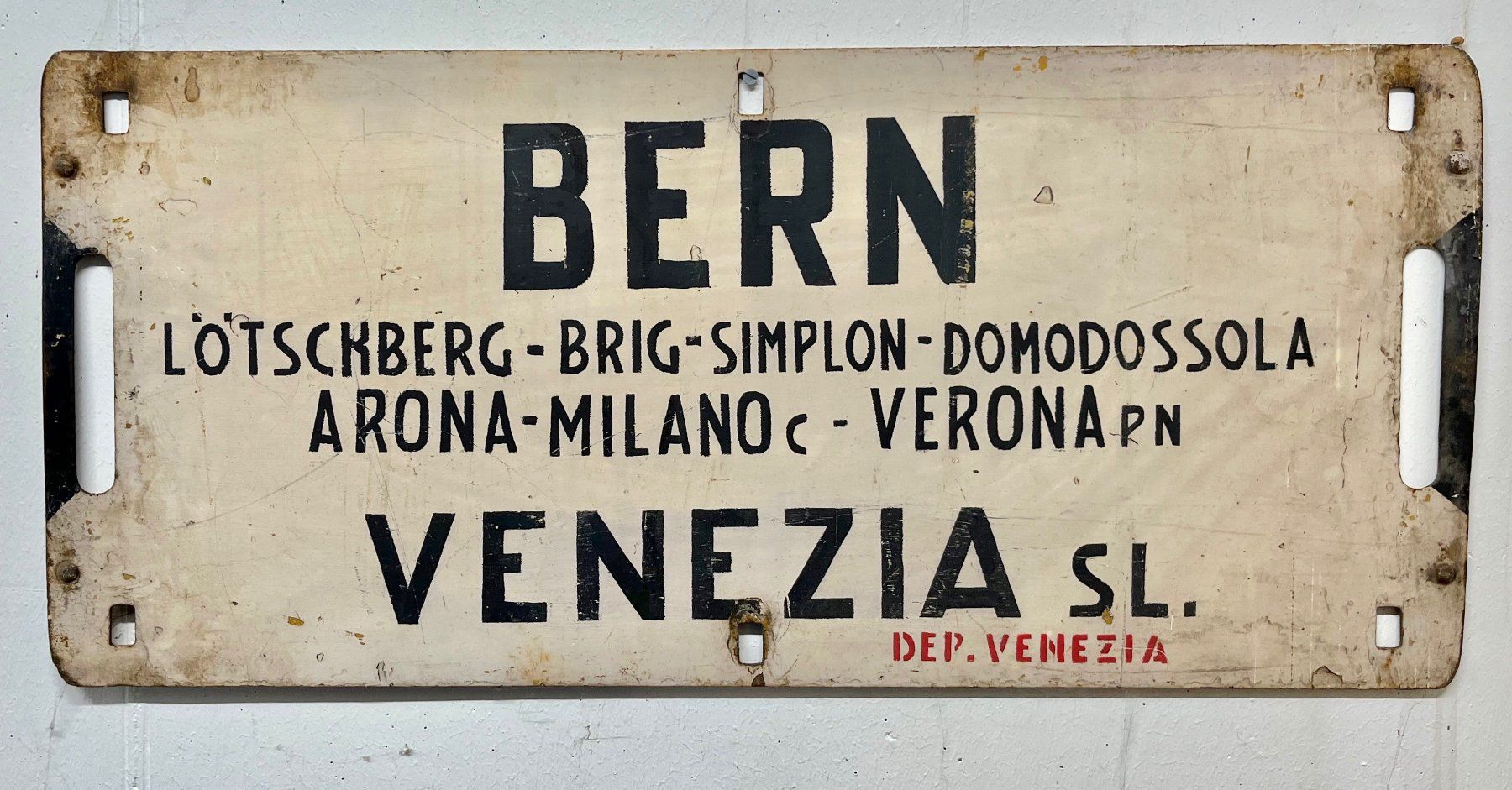 SBB/CFF/FFS Insegne: SBB  FS  altes Blechschild Zuglaufschild – Usato da Bleiken venduto da hbw45