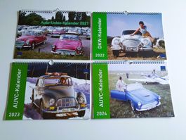 4 Kalender, calendriers, Auto-Union, DKW, AUVC, 2021-2024