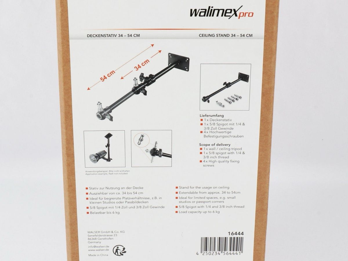 Treppiedi & Teste: Walimex Pro Deckenstativ 1644 34-54 cm Stativ Lampenstativ – Nuovo (secondo la descrizione) da Sennwald venduto da hosszidavid 1