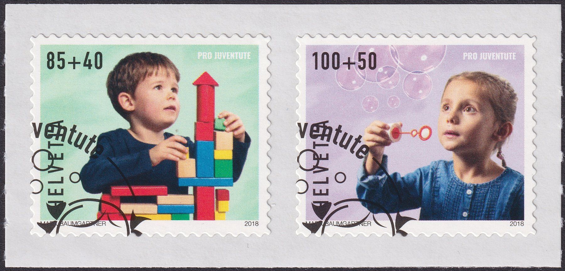Tutti i francobolli: 2018, Pro Juventute 422A+423A mit Ersttags-Eck-Stempel. – Usato da Sursee venduto da Luzernerraute