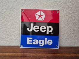 Emailschild Jeep Eagle Werkstatt Service Logo Emaille Schild