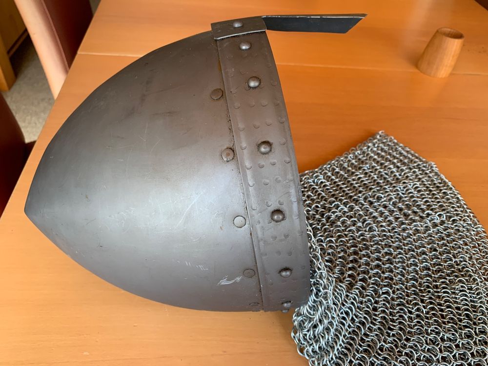 Ritterhelm , Nasalhelm mit Kettenbrünne , Larp, Mittelalter | Kaufen ...