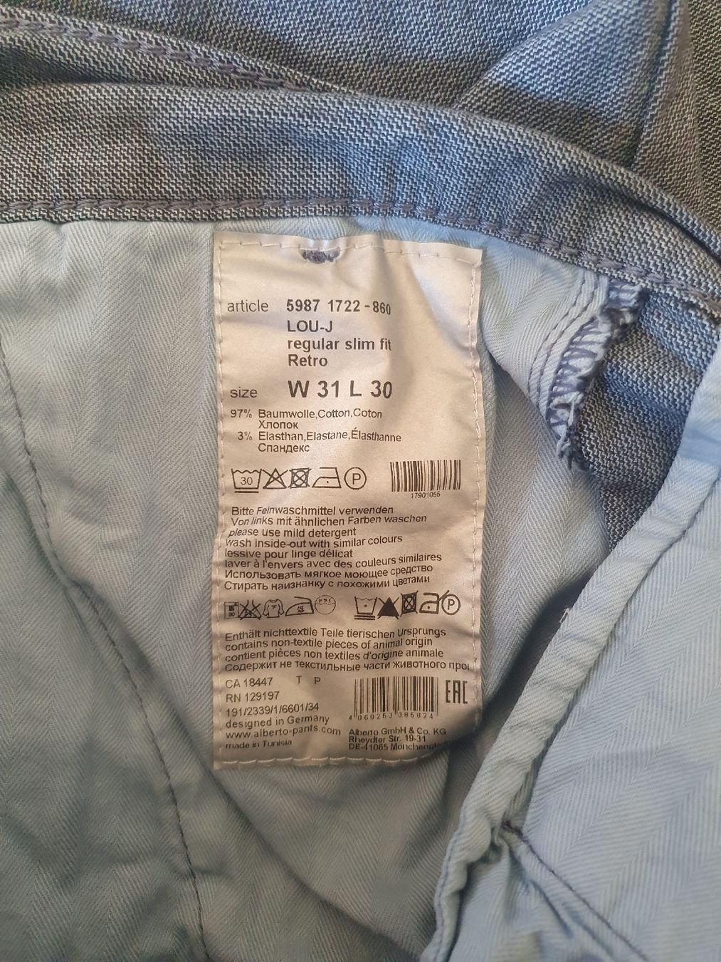Pantaloni: ALBERTO trousers blue grey regular slim fit – Usato da Sirnach venduto da eftix 3